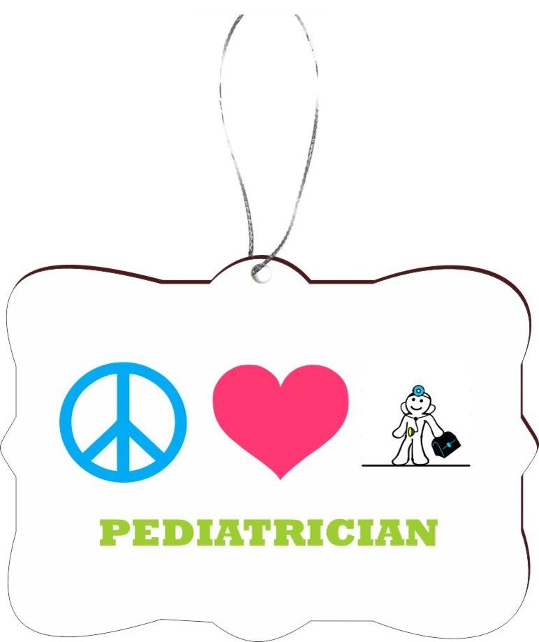 Peace Love Pediatrician Design Rectangle Christmas Tree Ornament