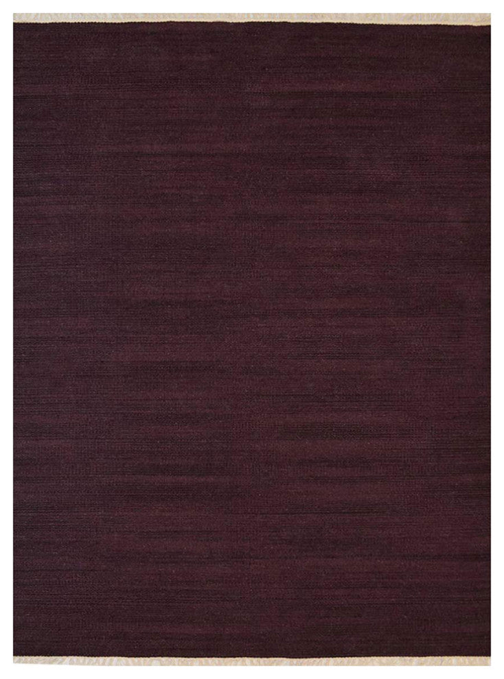 HAND WOVEN FLAT WEAVE KILIM WOOL ECO-FRIENDLY AREA RUGS, Rectangle, Plum, Solid, Plum, [Rectangle] 9'x12'