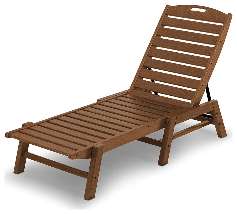 Durable Outdoor Chaise Lounge, Weatherproof Slatted Seat & Minimal Maintenance, Teak