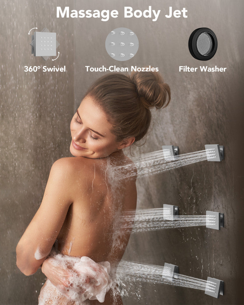 3-Function Shower Faucet System with Pressure Balance Valve, Brushed Nickel