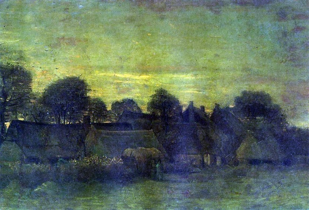 Vincent Van Gogh Village at Sunset Wall Decal