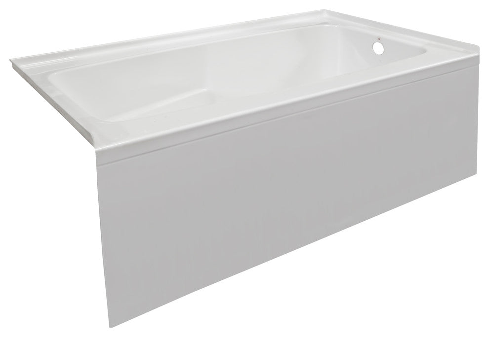 PStark White Acrylic Contemporary Bathtub, Smooth Integral Skirt 60"x30", RH