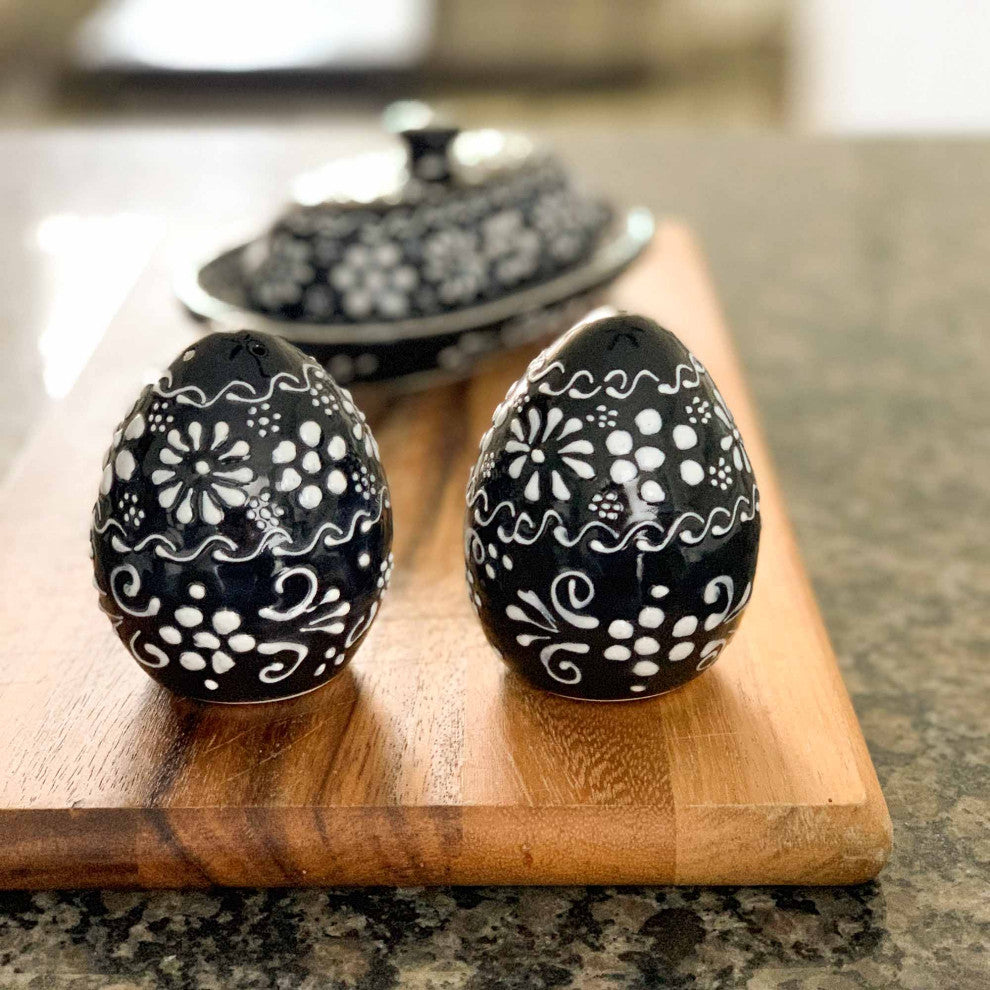Encantada Handmade Salt & Pepper Shakers, Ink