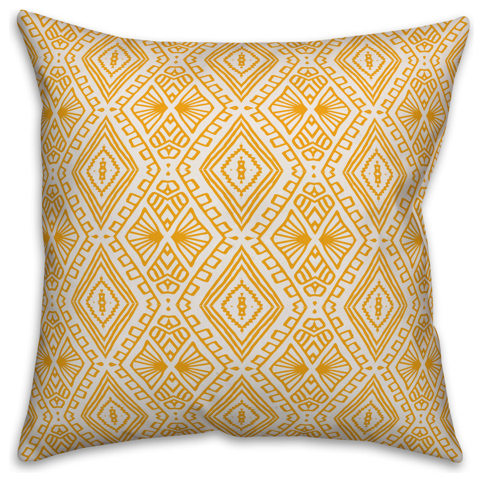 Yellow Boho Tribal 18x18 Throw Pillow