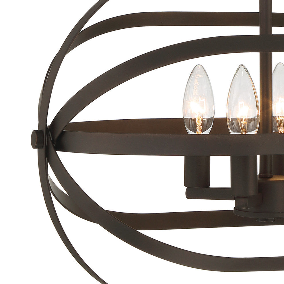 4-Light Unique/Statement Chandelier, Oil Rubbed Bronze