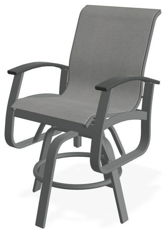 Belle Isle Sling Balcony Height Outdoor Swivel Chair, Alloy/Graphite