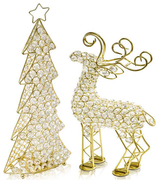 HomeRoots 3.5" x 8" x 16" Gold Crystal Christmas Tree