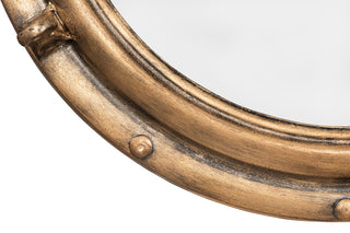 22" Round Metal Porthole Framed Wall Mirror, Gold