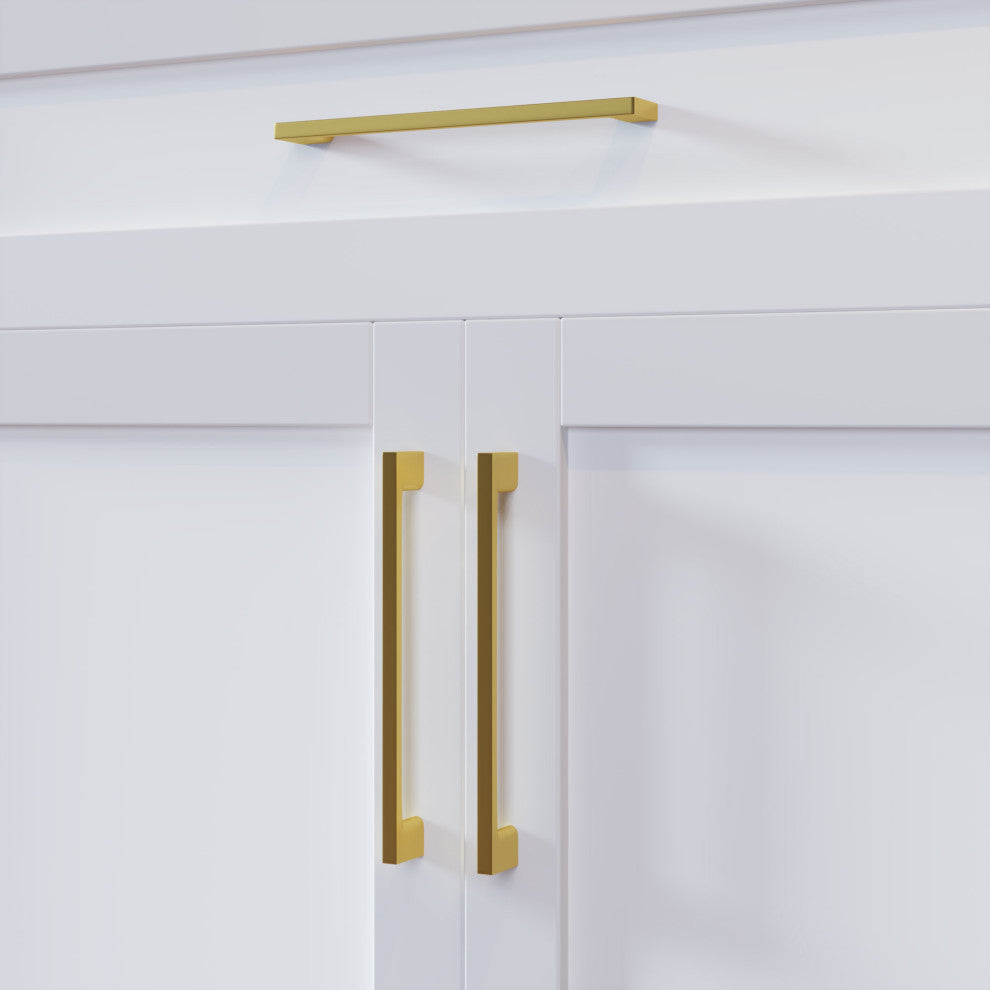 Dowell Series 3008 Handles, 128mm/5" CTC, 10-Pack, Brushed Brass