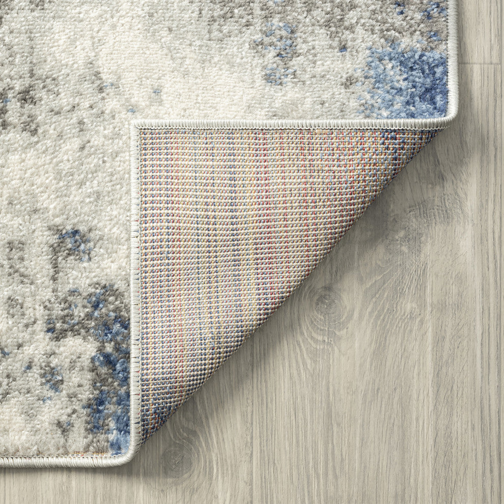 Aikens Contemporary Abstract Area Rug, Navy & Blue, 2' X 3'
