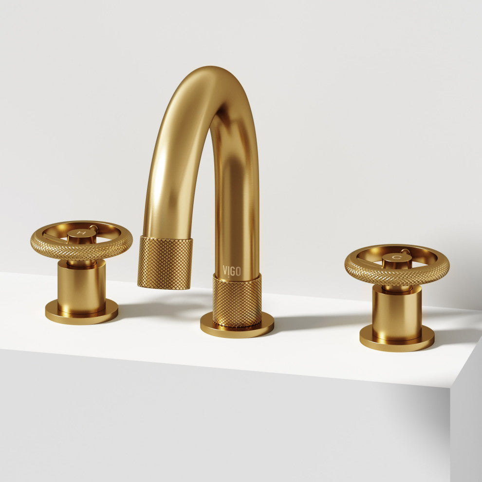 VIGO Wythe 8" H 2-Handle Widespread Bathroom Faucet, Matte Brushed Gold