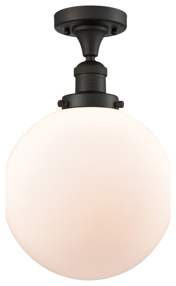 X-Large Beacon 1-Light Semi-Flush Mount, Oil Rubbed Bronze, Matte White