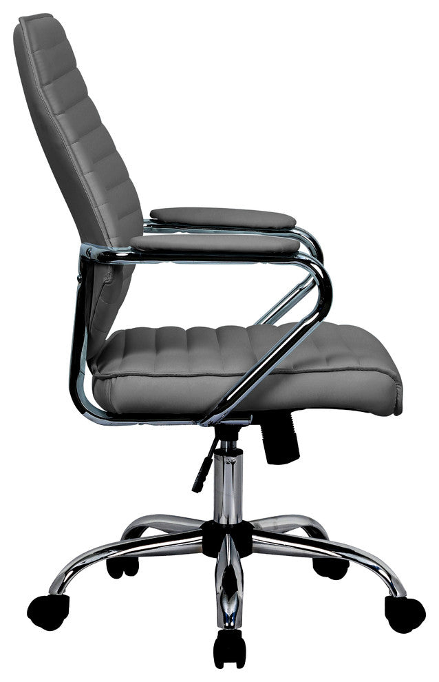 LeisureMod Winchester Modern Executive Leatherette Office Chair, Grey