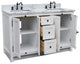 55" Double Vanity Glacier Ash With White Carrara Marble, Mirrors, Rectangle Sink