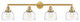 Large Bell 4 Light Bath Vanity Light, Satin Gold, Clear Deco Swirl
