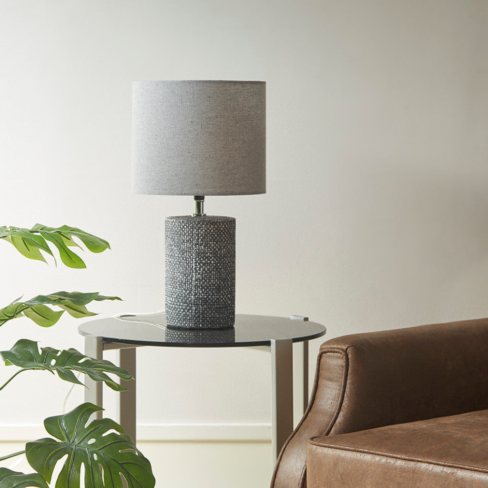510 Design Bayard Textured Cylinder Table Lamp, Grey