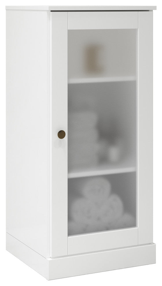 16.5" Bathroom Cabinet With Frosted Glass Doors, White