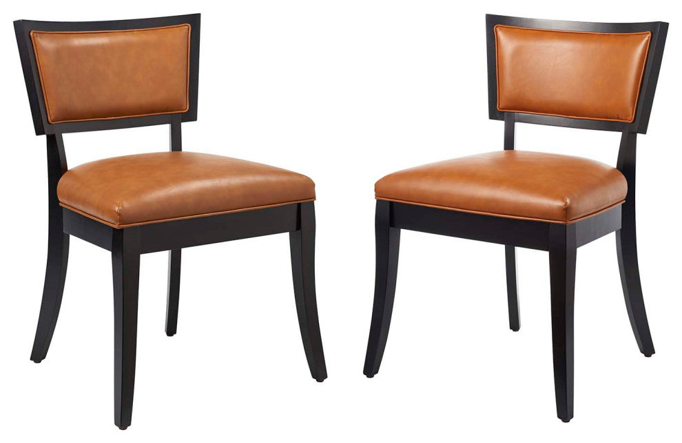Pristine Vegan Leather Dining Chairs, Set of 2, Tan