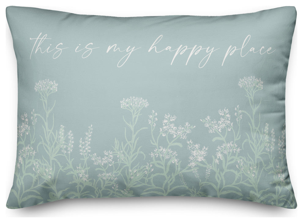 This Is My Happy Place Floral 14x20 Spun Poly Pillow