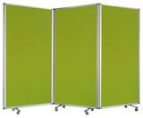 Green Rolling Three Panel Room Divider Screen