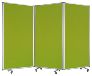 Green Rolling Three Panel Room Divider Screen