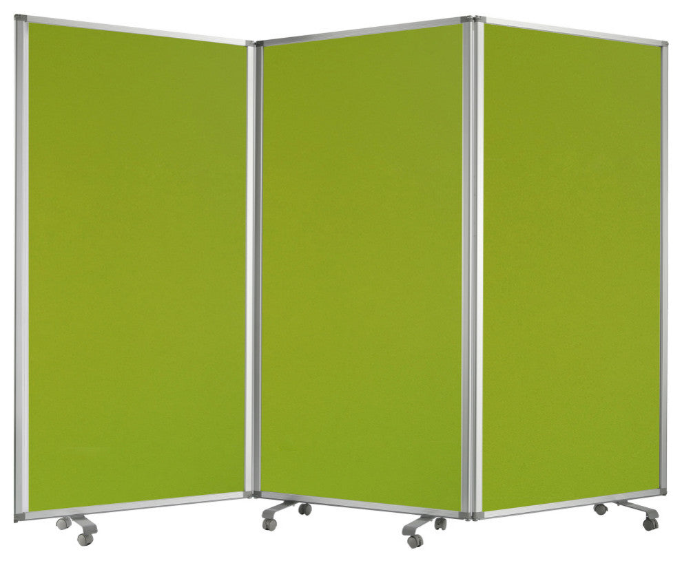 Green Rolling Three Panel Room Divider Screen