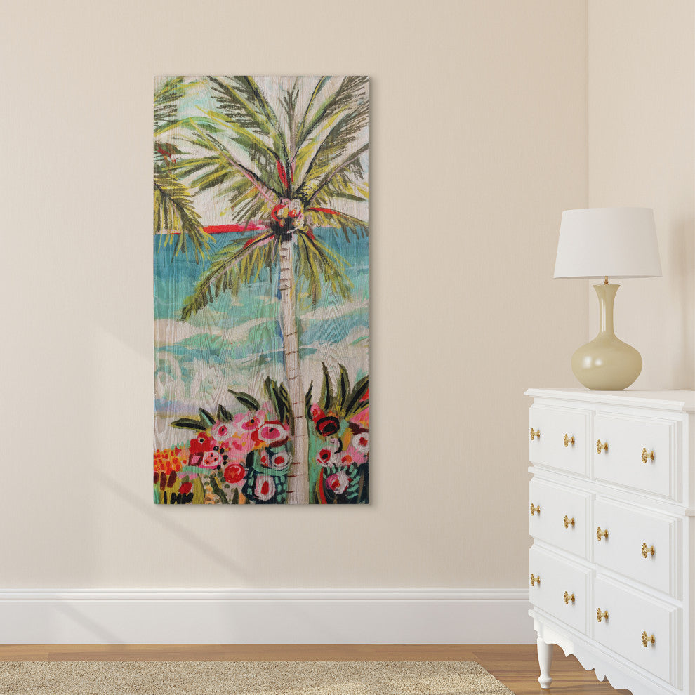 Palm Tree Wall Art Fine Giclee Printed on Hand Finished Ash Wood