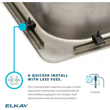 Elkay LRAD172065 Lustertone 17" Drop In Single Basin Stainless - 3 Faucet Holes