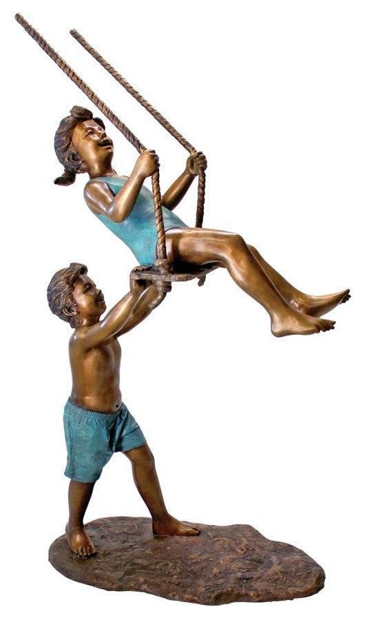 Swinging Children Bronze Statue