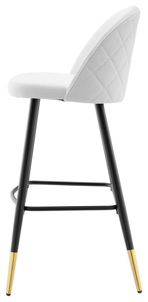 Bar Stool Chair Barstool, Set of 2, Fabric, Metal, White, Modern, Bar Pub Bistro