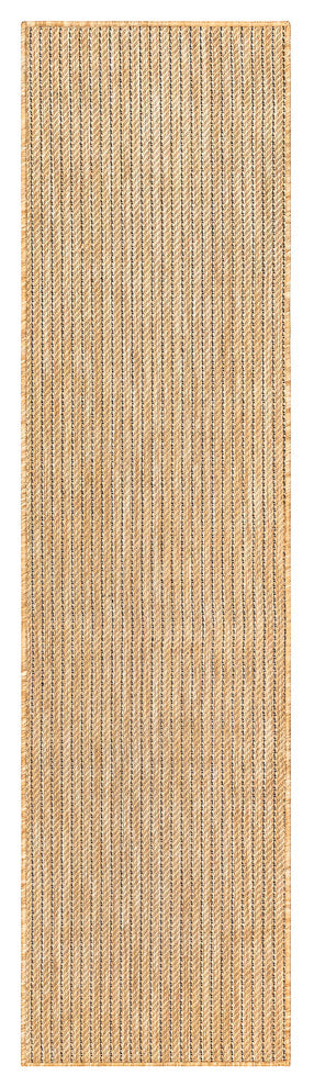 Carmel Texture Stripe Indoor/Outdoor Rug, Sand, 1'11"x7'6" Runner