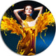 Woman In Yellow With Jewelry, Art Portrait Disc Metal Artwork, 36"