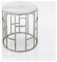 Stylish Silver And White Marble Round Geometric End or Side Table