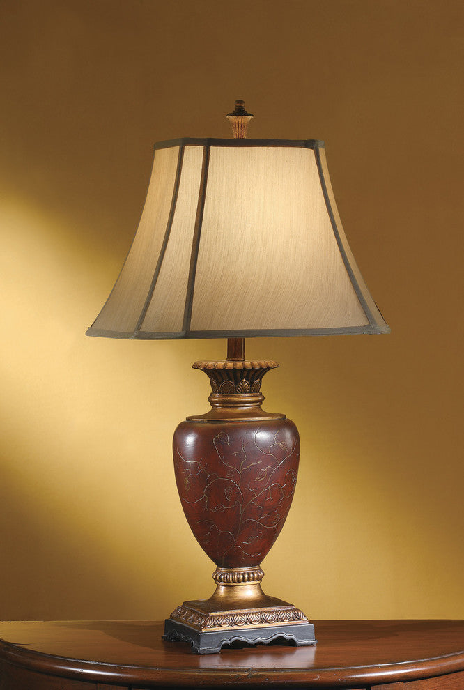 Clayton Hand Painted Table Lamp Garnet Red Finish, Set of 2