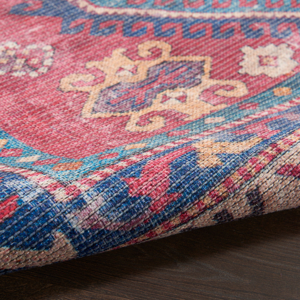 Nicole Curtis Nc Series 1 5' x 7' Red/Navy Machine Washable Area Rugs