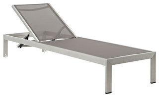 Shore Outdoor Aluminum Mesh Chaise, Silver Gray