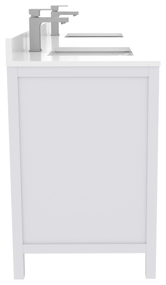 Rooh Bathroom Vanity, White, 72", Vanity, Countertop, Sink
