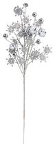 34" Silver Jingle Bells & Glitter Drenched Snowflakes Artificial Christmas Spray
