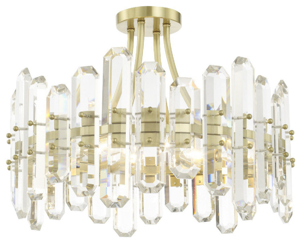 Crystorama BOL-8884-AG, 4-Light Ceiling Mount, Aged Brass