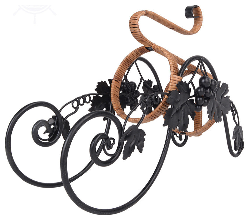 On the Vine Embellished Metal Carriage Wine Holder