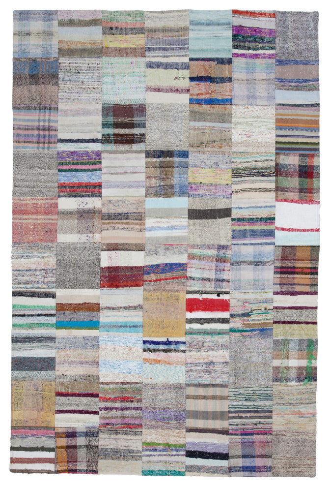 Rug N Carpet - Handmade Anatolian 6' 7'' x 9' 11'' Unique Patchwork Kilim Rug