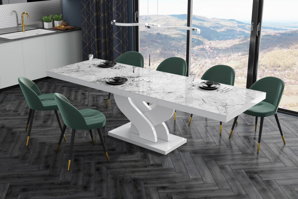 Belle Dining Table, White Marble
