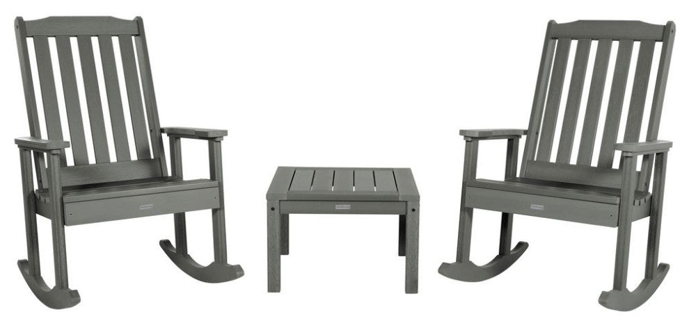 Lehigh Rocking Chair Set With Side Table, Coastal Teak