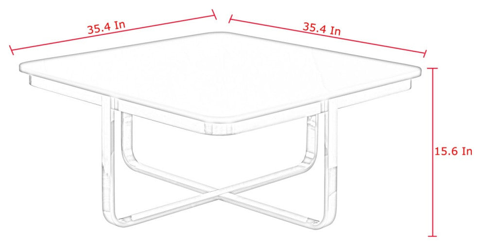 Keala Coffee Table, High Gloss Lacquer Finish Top, White/Chrome