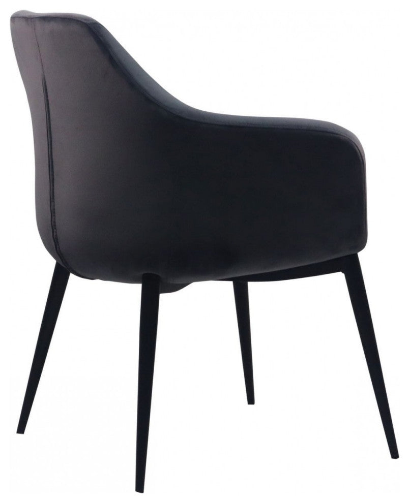 Gray Black Velvet Dining Chair