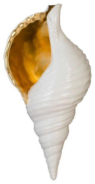 Triton Shell Wall Art, Pearl White and Gold Leaf