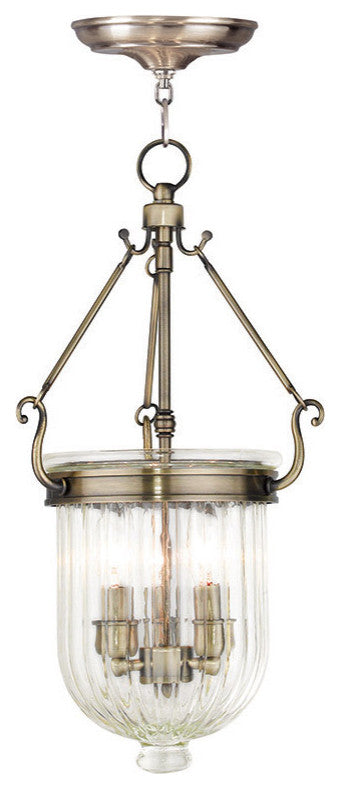Livex 50515-01 3-Light Antique Brass Pendant, Antique Brass