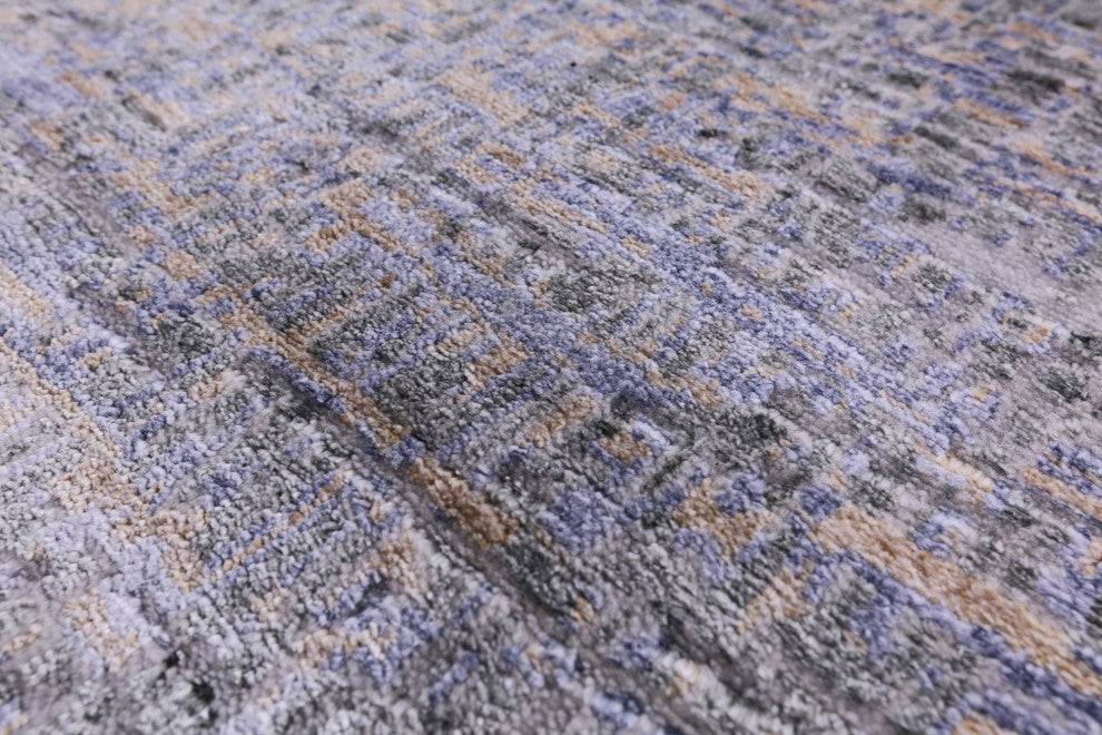 6' 1" X 8' 11" Handmade Abstract Wool and Silk Rug Q8717