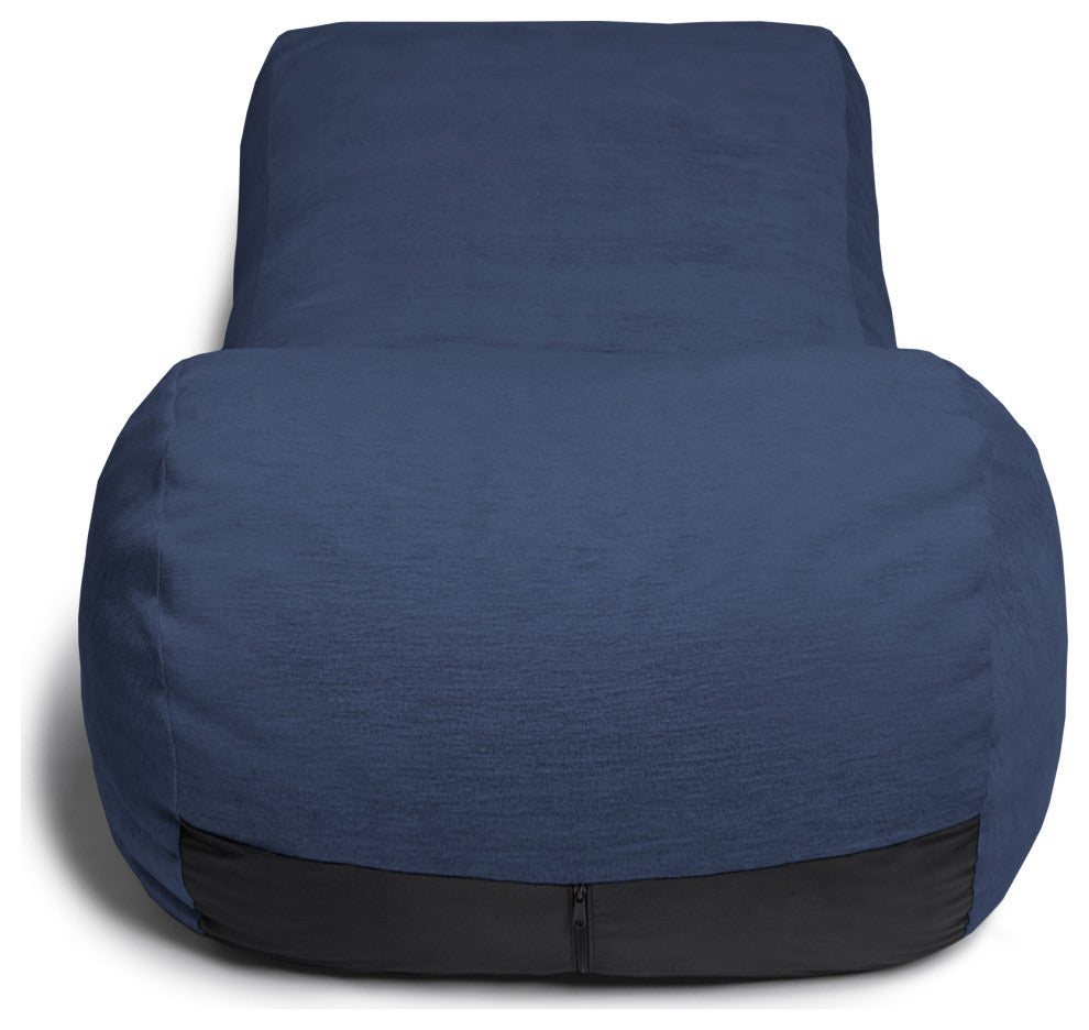 Arlo Chaise Lounge Bean Bag Chair, Premium Chenille, Navy Blue