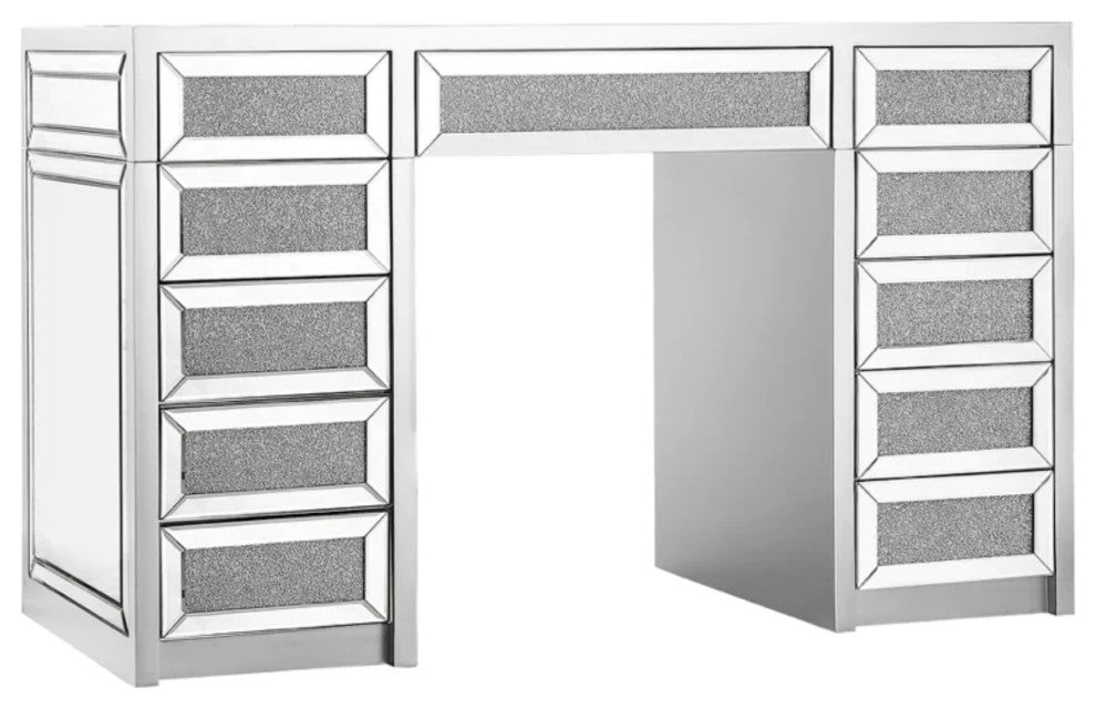 SlayStation Diamond Edition Vanity Makeup Table with 11 Drawers Unit, Silver